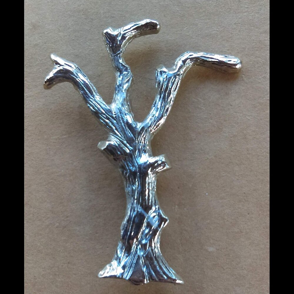 Vintage Tree Brooch Pin 2-1/8" Tall Silver Plated